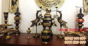 Bộ đỉnh thờ đại phát hun màu đen vàng 55cm đồ đồng đại phát