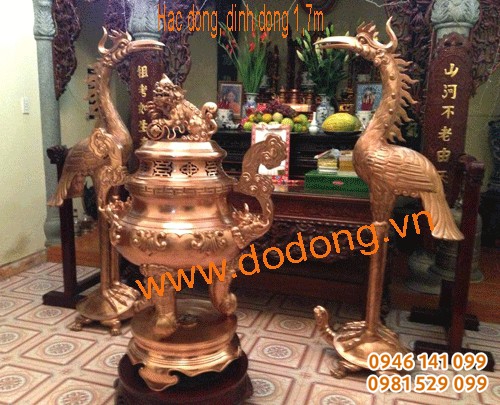  bộ đỉnh đồng bày nhà thờ, từ đường cao 1,2m, 1,5m đồng đỏ đúc nguyên khối
