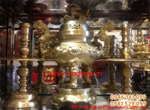 Bộ đồ thờ đồng xi màu cao cấp