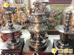 Bộ đỉnh khảm ngũ sắc tam sự cao 60 cm
