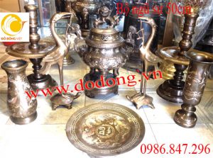 Đỉnh ngũ sự khảm bạc cao 50cm đồ thờ khảm bạc