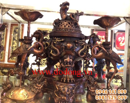 Đỉnh đồng song long đúc công nghệ 3d cao cấp hun màu 
