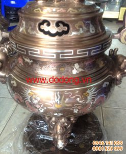 Đỉnh đồng ngũ sắc cao 45cm đồng đỏ đỉnh đại bái