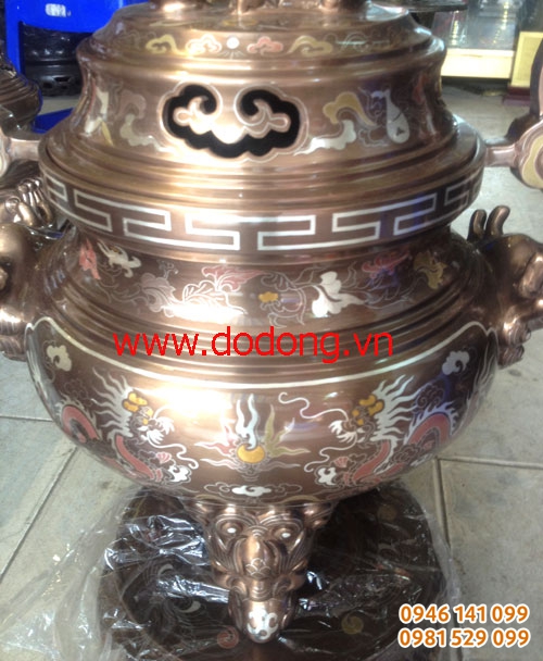 Đỉnh đồng ngũ sắc cao 45cm đồng đỏ đỉnh đại bái