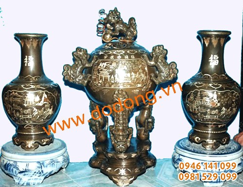 đỉnh cầu cao 60cm, đôi lọ hoa cao 50cm