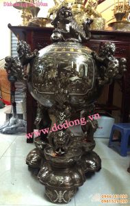 Đỉnh cầu tam nghê khảm ngũ sắc 1,2m vinh quy bái tổ