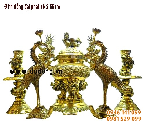Bộ đỉnh đồng đại phát số 2 cao 55cm đúc đồng nổi khối 3d, sản phẩm công ty Đại phát