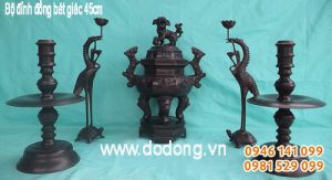 Đỉnh đồng bát giác ngũ sự 45cm đồng đại bái