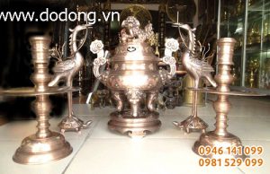 Bộ đồ thờ cao cấp khảm ngũ sắc 70 đồ đồng cao cấp