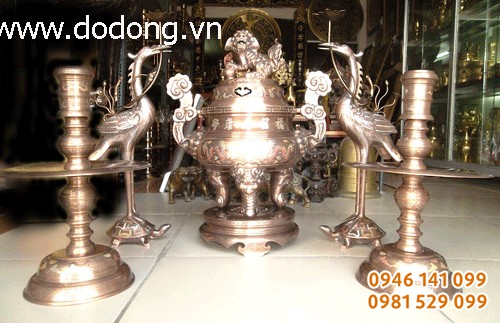 Bộ đồ thờ cao cấp khảm ngũ sắc 70 đồ đồng cao cấp