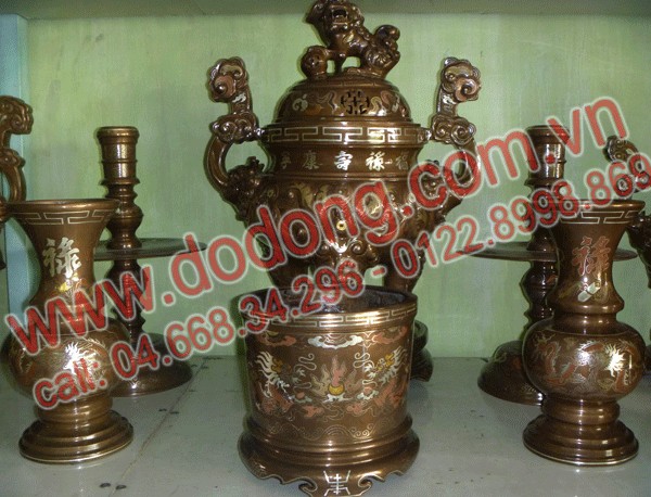 Bộ đỉnh ngũ sắc tam sự 45cm - sản phẩm đồng gia truyền