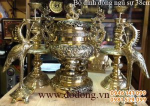 Bộ đồ thờ đồng vĩnh tiến số 1 cao 38cm đồ thờ vĩnh tiến