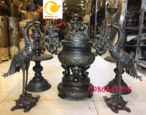 Bộ đồ thờ đồng hun dapha số 3 cao 50cm ngũ sự