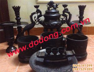 Bộ đồ thờ đồng hun giả cổ cao 50cm Đồng giả cổ
