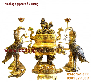 Đỉnh đồng đại phát vuông số 2 quả đào