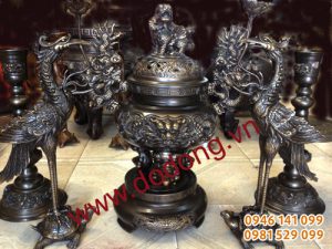 Bộ đồ thờ đồng dapha hun màu cổ đồ thờ đại phát