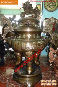 Đỉnh đồng vinh quy bái tổ khảm tam khí Đỉnh đồng trang trí