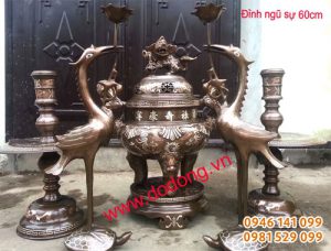 Bộ đồ thờ cúng bằng đồng tam khí 60cm