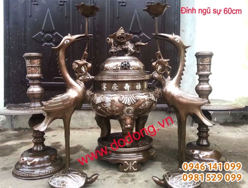 Bộ đồ thờ cúng bằng đồng tam khí 60cm