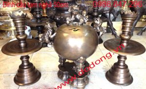 Đỉnh đồng tam nghê tròn tam sự 50cm đỉnh cầu