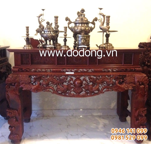 Bộ đồ thờ đồng tam khí ngũ sự 60cm đồ đồng tam khí