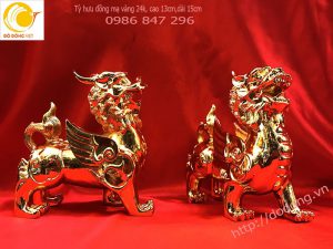 Khai quang đôi tỳ hưu mạ vàng để may mắn, tài lộc cho gia đình