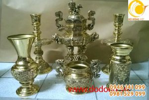 Bộ đỉnh thờ bát giác tam sự, ngũ sự 50cm
