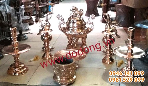 bộ đồ thờ cúng bằng đồng đỏ