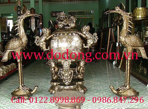 Đỉnh tam khí cao 1,5m, hạc tam khí đồng tam khí