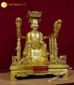 Tượng đồng Đinh tiên hoàng đế ngồi ngai vàng 81cm