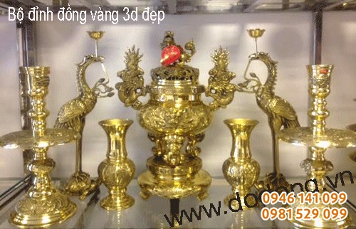 Bộ đồ thờ cúng đồng vàng dapha 3d số 3