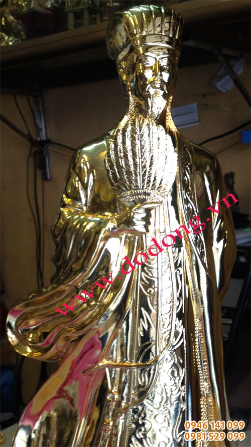 Gia cát lượng đúc đồng nguyên khối mạ vàng 24k