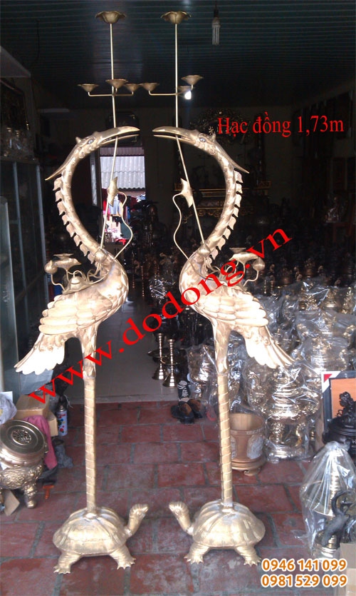 Bộ đỉnh đồng hạc thờ công đức 1,5m đỉnh hạc cúng tiến Bộ đỉnh đồng hạc thờ công đức 1,5m đỉnh hạc cúng tiến