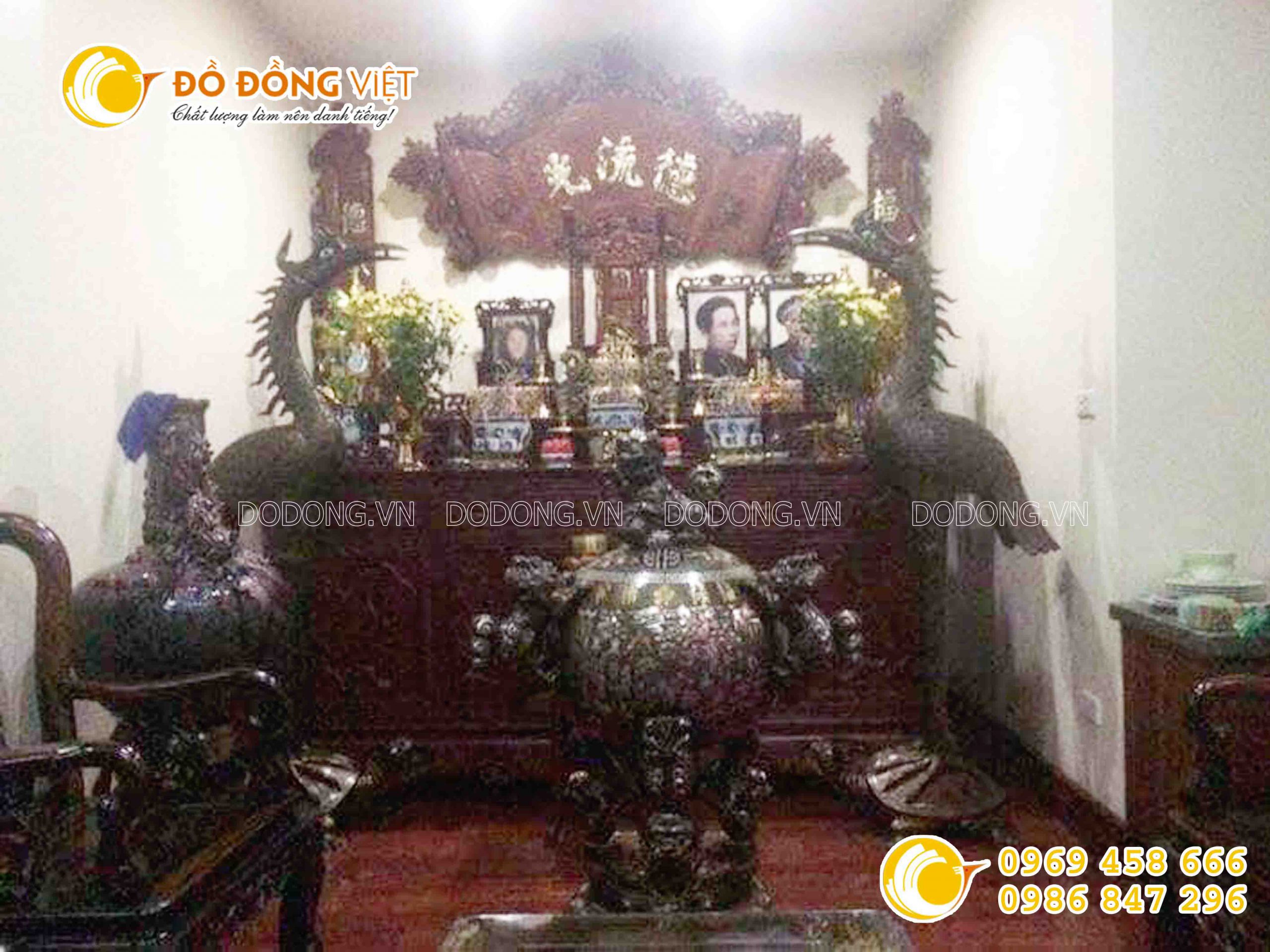 Các mẫu lư đồng lớn bày nhà thờ, đền thờ