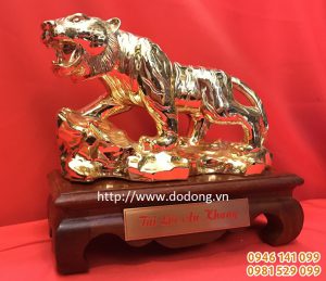 Tượng hổ đồng phong thủy mạ vàng 22cm