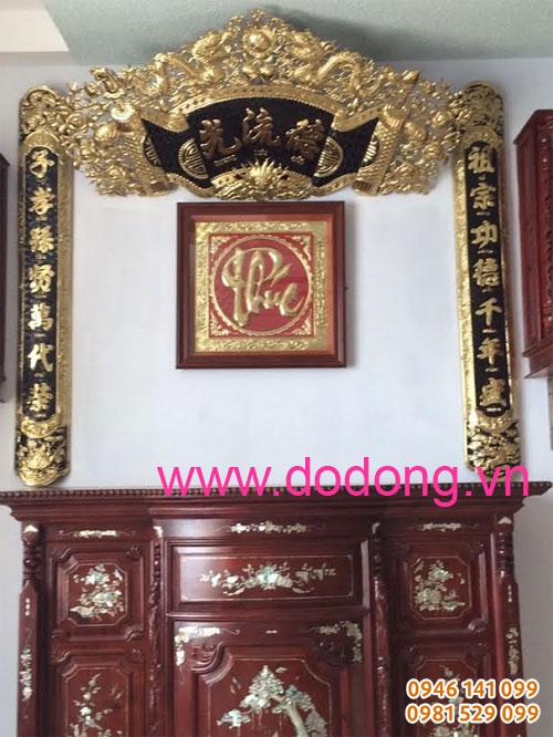 cuốn thư câu đối đồng vàng