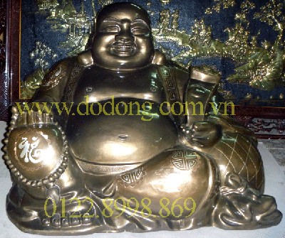 Tượng phật thần tài di lặc bằng đồng tam khí