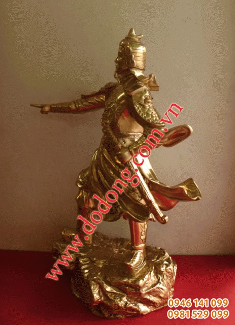 Tượng đức thánh trần cao 25cm mặc áo giáp chỉ tay - để bàn làm việc, tủ sách, phòng khách...
