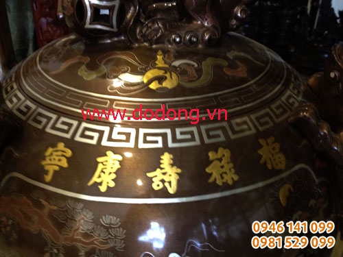 5 chữ Phúc lộc thọ khang linh bằng vàng 9999 nguyên miếng dát sâu xuống đỉnh đồng
