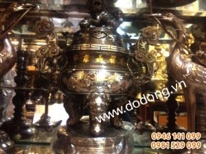 Bộ đỉnh ngũ sắc khảm 5 chữ vàng, bộ ngũ sự 50cm