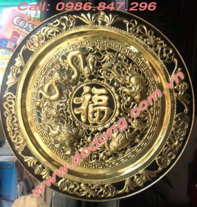Mâm đồng tứ linh, chữ tâm, mâu cửu long