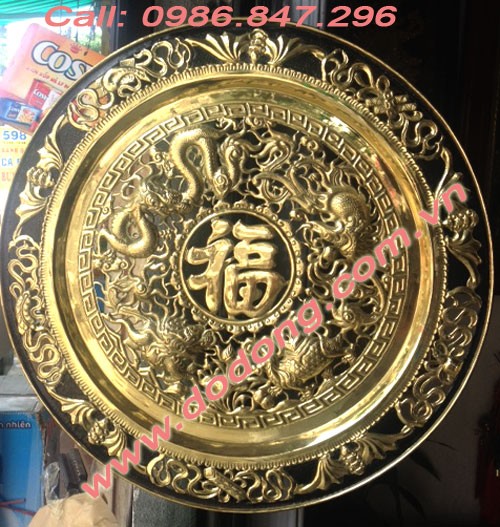 Mâm đồng tứ linh, chữ tâm, mâu cửu long
