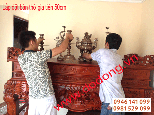 Qúa trình lắp từng chi tiết trên bàn thờ gia tiên tại Hải Phòng