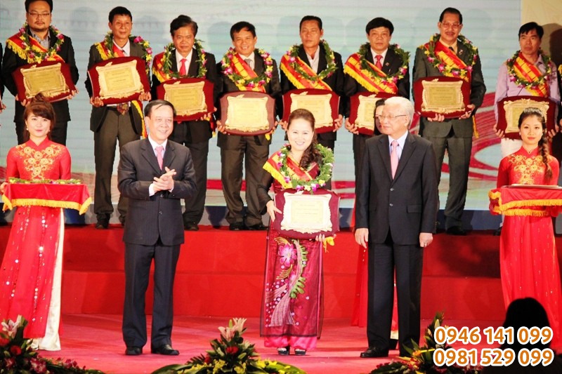 Chứng nhận doanh nhân đất Việt bằng đồng mạ vàng đồ đồng