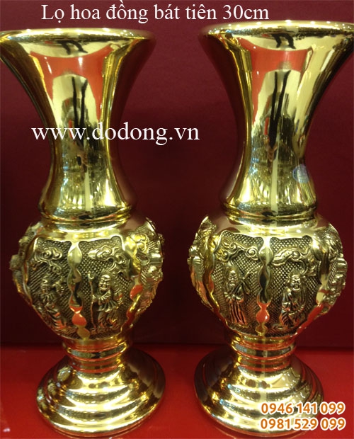 Đôi lọ hoa đồng đại phát bát tiên 30cm