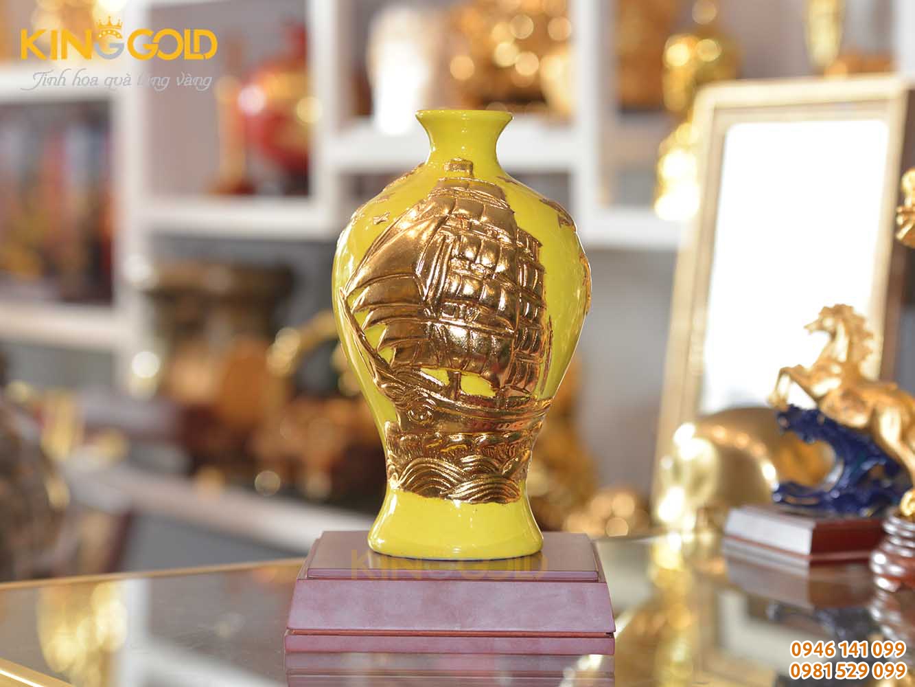 Mai bình tích lộc thuận buồm xuôi gió phiên bản men hoàng kim