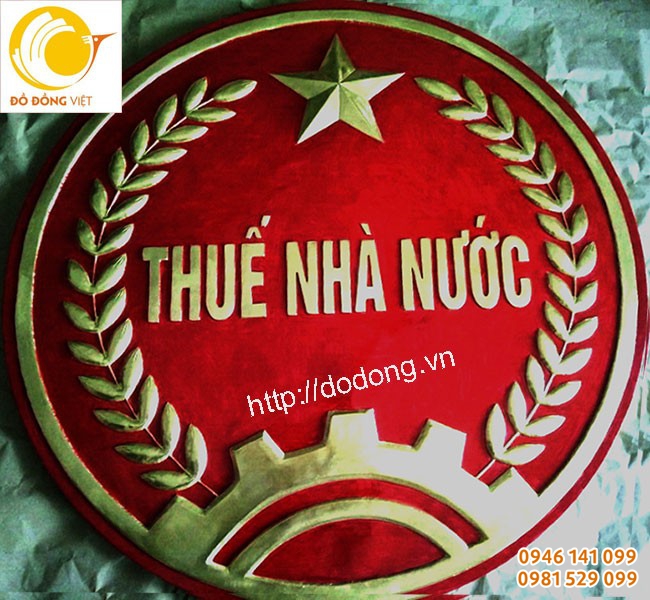 logo ngành thuế nhà nước bằng đồng vàng dk 120cm,100,80,70,60cm
