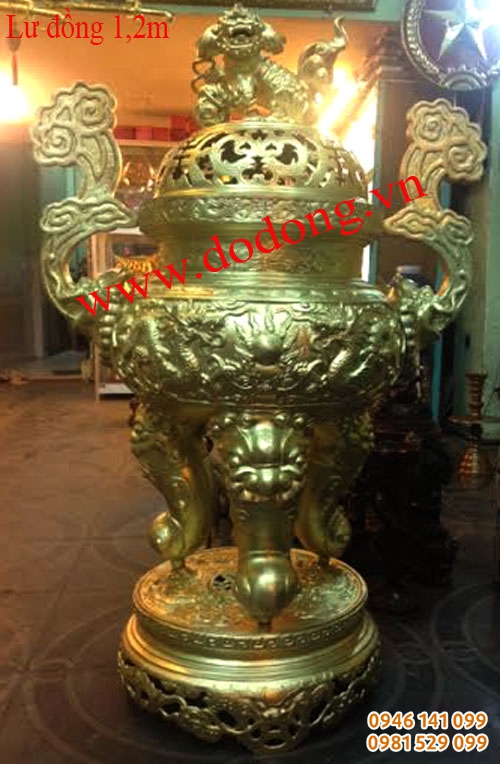 Bộ đỉnh đồng hạc thờ công đức 1,5m đỉnh hạc cúng tiến Bộ đỉnh đồng hạc thờ công đức 1,5m đỉnh hạc cúng tiến