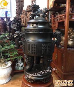 Lư đỉnh đồng tai voi 90 cm đồng hun giả cổ