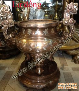 Lư hương đồng khảm ngũ sắc Lư hương ngũ sắc